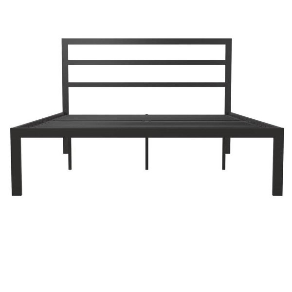 Latitude Run® Queen Black Metal Platform Bed Frame With Headboard